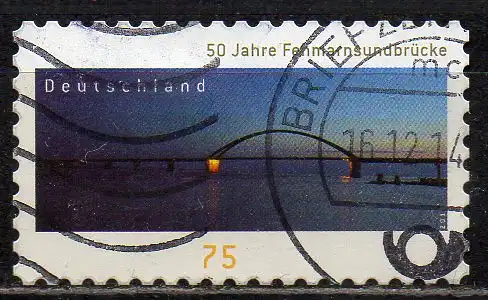 BRD, Mi-Nr. 3003 gest., gestanzt, 50 Jahre Fehmarnsundbrücke