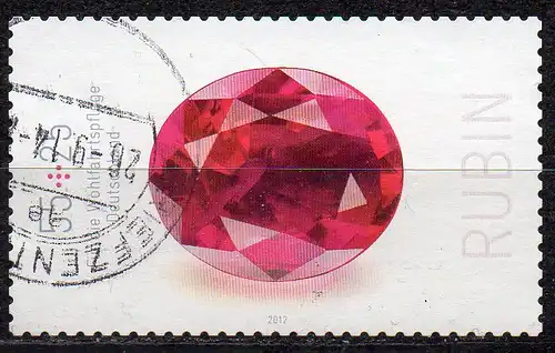 BRD, Mi-Nr. 2909 gest., gestanzt, Wohlfahrt 2012: Edelsteine - Rubin