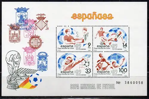 Spanien, Block Nr. 26 **, Fußball-Weltmeisterschaft 1982