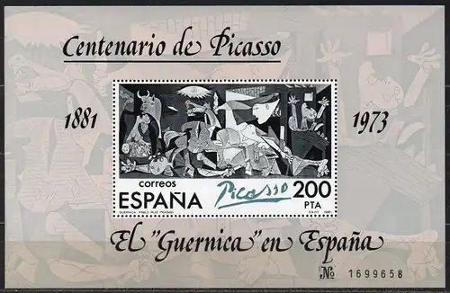 Spanien, Block Nr. 23 II **, 100. Geburtstag von Pablo Picasso