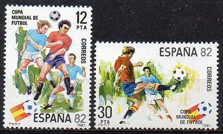 Spanien, Mi-Nr. 2496 - 2497 **, kompl., Fußball-Weltmeisterschaft Spanien 1982