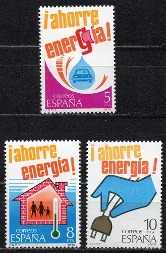Spanien, Mi-Nr. 2400 - 2402 **, kompl., Energiesparen