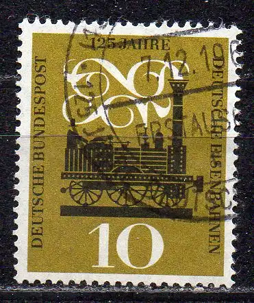 BRD, Mi-Nr. 345 gest., 125 Jahre deutsche Eisenbahnen