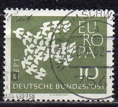 BRD, Mi-Nr. 367 y gest., Papier fl., Europa CEPT 1961