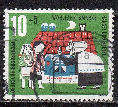 BRD, Mi-Nr. 370 gest., Wohlfahrt 1961, Märchen der Brüder Grimm: Hänsel und Gretel