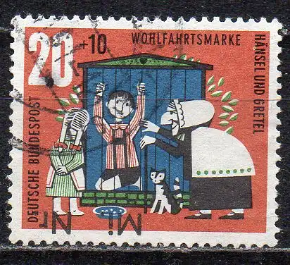 BRD, Mi-Nr. 371 gest., Wohlfahrt 1961, Märchen der Brüder Grimm: Hänsel und Gretel