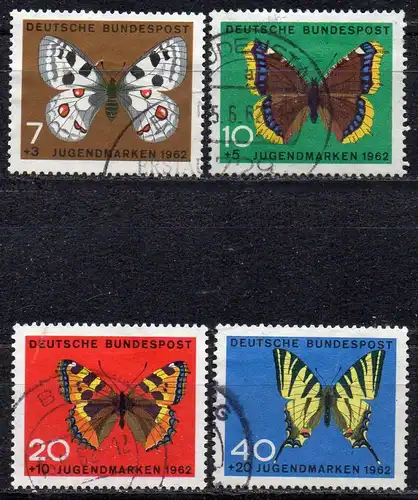 BRD, Mi-Nr. 376 - 379 gest., kompl., Jugend 1962: Schmetterlinge