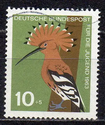 BRD, Mi-Nr. 401 gest., Jugend 1963: Vögel - Wiedehopf