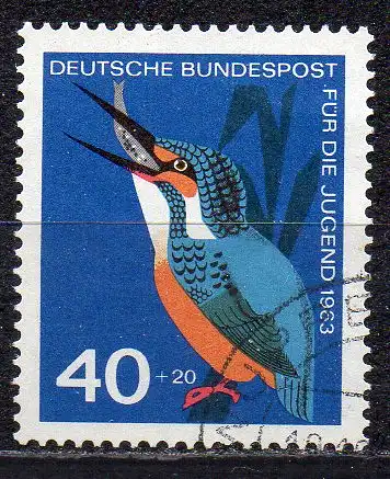 BRD, Mi-Nr. 404 gest., Jugend 1963: Vögel - Eisvogel