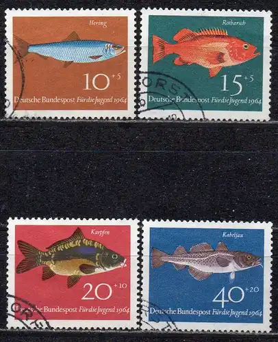 BRD, Mi-Nr. 412 - 415 gest., kompl., Jugend 1964: Fische