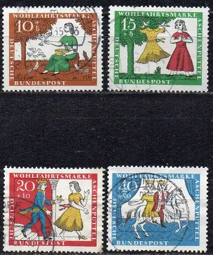 BRD, Mi-Nr. 485 - 488 gest., kompl., Wohlfahrt 1965, Märchen der Gebrüder Grimm: Aschenputtel