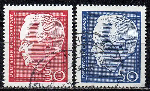 BRD, Mi-Nr. 542 - 543 gest., kompl., Bundespräsident Heinrich Lübke