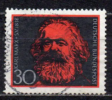 BRD, Mi-Nr. 558 gest., 150. Geburtstag von Karl Marx