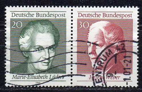 BRD, Mi-Nr. 597 + 598 gest., ZD, aus Block 5, 50 Jahre Frauenwahlrecht in Deutschland