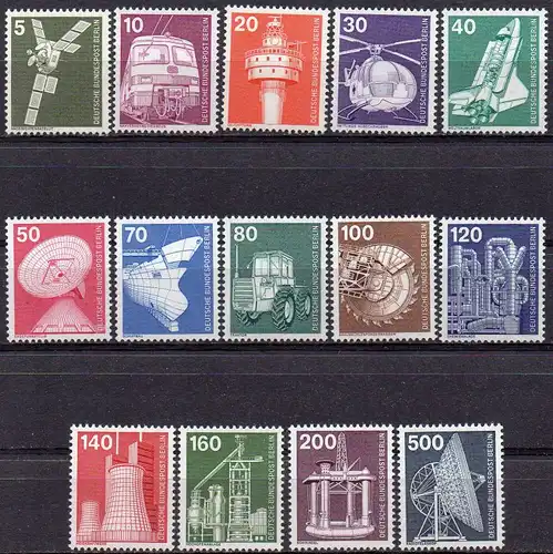 Berlin, Mi-Nr. 494 - 507 **, kompl., DS Industrie und Technik