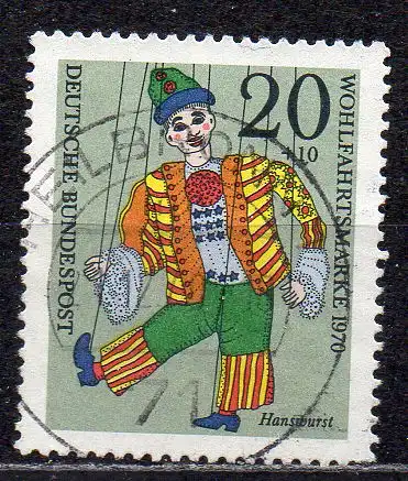 BRD, Mi-Nr. 651 gest., Wohlfahrt 1970 - Marionetten