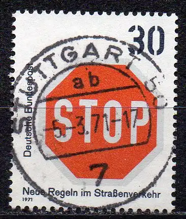 BRD, Mi-Nr. 667 gest., Neue Regeln im Straßenverkehr