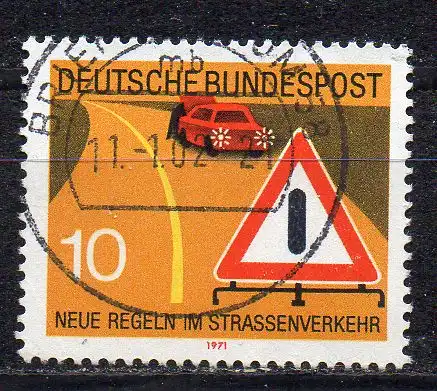 BRD, Mi-Nr. 671 gest., Neue Regeln im Straßenverkehr