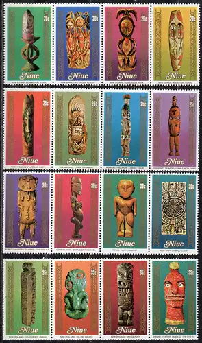 Niue, Mi-Nr. 304 - 319 **, kompl., folkloristische Kunst