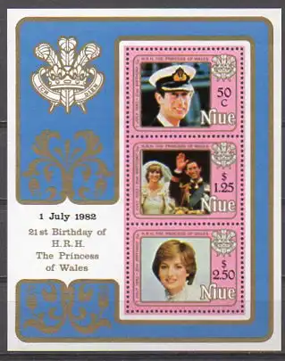 Niue, Block Mi-Nr. 56 **, Prinz Charles u. Lady Di