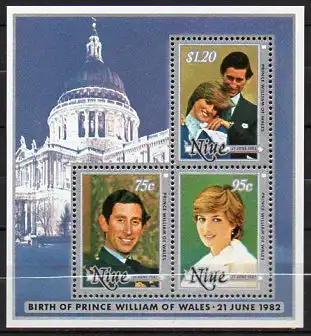 Niue, Block Mi-Nr. 57 **, Prinz Charles u. Lady Di