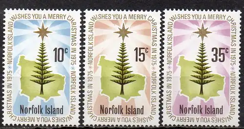 Norfolk Inseln, Mi-Nr. 170 - 172 **, kompl., Weihnachten 1975