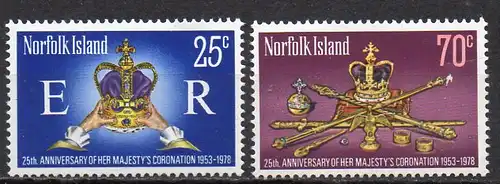 Norfolk Inseln, Mi-Nr. 212 - 213 **, kompl., 25. Krönungsjubiläum ER II.
