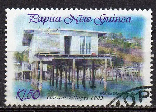 Papua Neuguinea, Mi-Nr. 1004 gest., Pfahlbauten