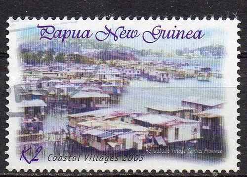 Papua Neuguinea, Mi-Nr. 1005 gest., Pfahlbauten