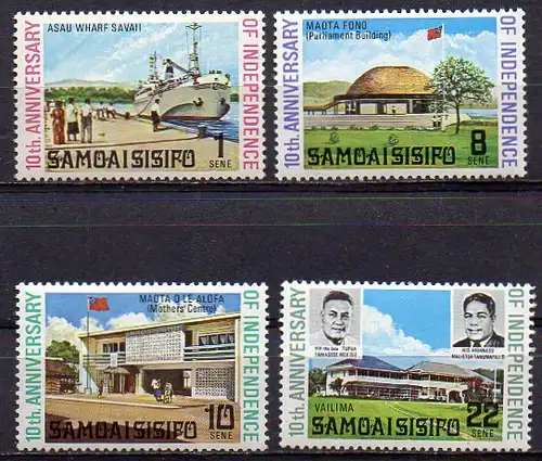 Samoa, Mi-Nr. 249 - 252 **, kompl., 10 jahre Unabhängigkeit
