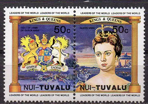 Tuvalu - Nui, Mi-Nr. 17 + 18 **, ZD, Königin Anne