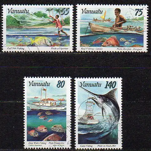 Vanuatu, Mi-Nr. 1000 - 1003 gest., kompl., Fischfang