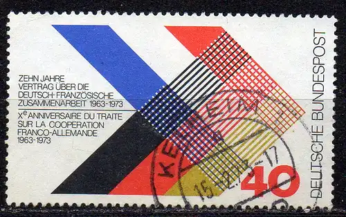 BRD, Mi-Nr. 753 gest., 10 Jahre Vertrag über deutsch-französische Zusammenarbeit