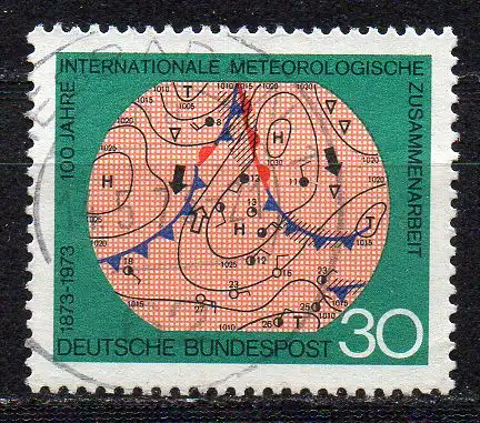 BRD, Mi-Nr. 760 gest., 100 Jahre internationale meteorologische Zusammenarbeit