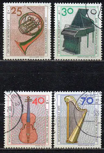 BRD, Mi-Nr. 782 - 785 gest., kompl., Wohlfahrt 1973 - Musikinstrumente