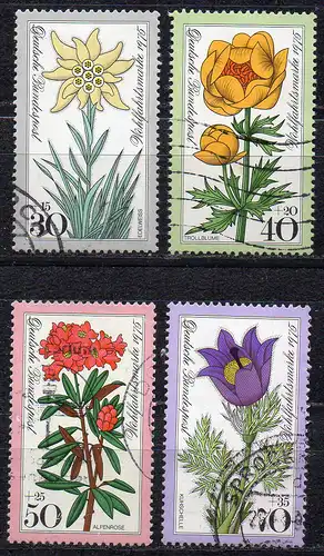 BRD, Mi-Nr. 867 - 870 gest., kompl., Wohlfahrt 1975: Alpenblumen