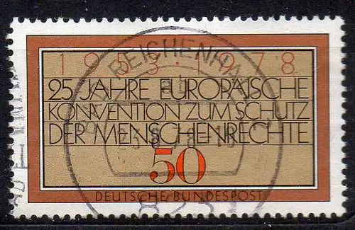 BRD, Mi-Nr. 979 gest., 25 Jahre Europäische Konvention zum Schutz der Menschenrechte