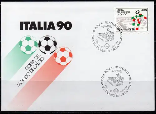 Italien, Mi-Nr. 2049 ESST auf FDC, Fußball-WM Italien 1990
