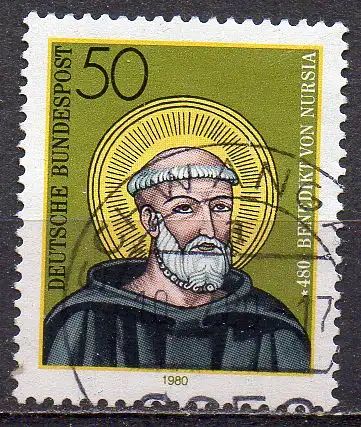 BRD, Mi-Nr. 1055 gest., Benedikt von Nursia