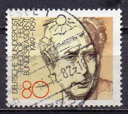 BRD, Mi-Nr. 1156 gest., Bundespräsident Theodor Heuss (aus Block 18)