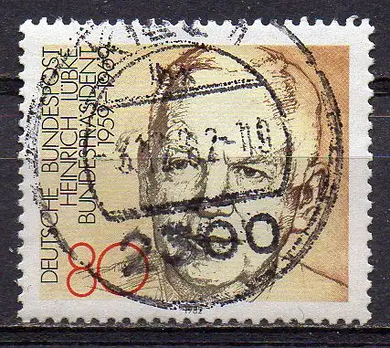 BRD, Mi-Nr. 1157 gest., Bundespräsident Heinrich Lübke (aus Block 18)