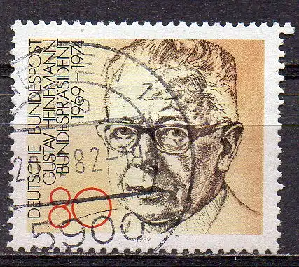 BRD, Mi-Nr. 1158 gest., Bundespräsident Gustav Heinemann (aus Block 18)