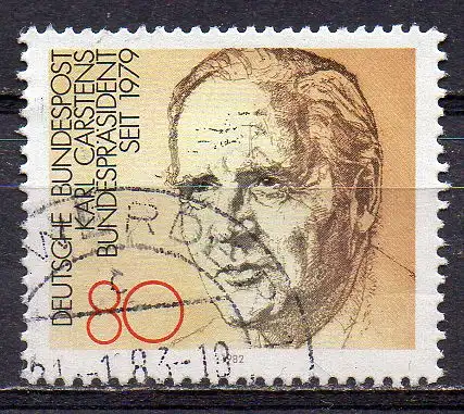 BRD, Mi-Nr. 1160 gest., Bundespräsident Karl Carstens (aus Block 18)