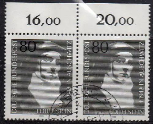 BRD, Mi-Nr. 1162 gest., waagerechtes Paar, Oberrand, Edith Stein