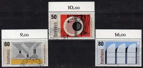 BRD, Mi-Nr. 1164 - 1166 gest., kompl., Oberrand, Bauhaus - 100. Geburtstag von Walter Gropius