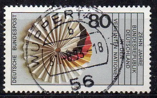 BRD, Mi-Nr. 1185 gest., 10 Jahre Mitglied der Vereinten Nationen (UNO)