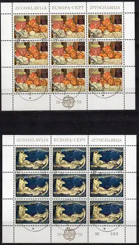 Jugoslawien, Mi-Nr. 1598 I - 1599 I gest., Kleinbogensatz, Europa CEPT 1975