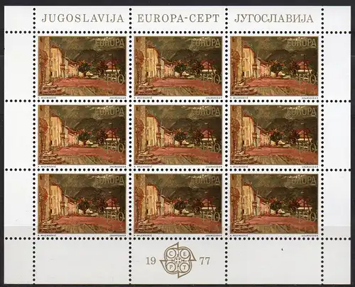 Jugoslawien, Mi-Nr. 1684 - 1685 **, Kleinbogensatz, Europa CEPT 1977
