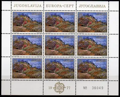 Jugoslawien, Mi-Nr. 1684 - 1685 **, Kleinbogensatz, Europa CEPT 1977