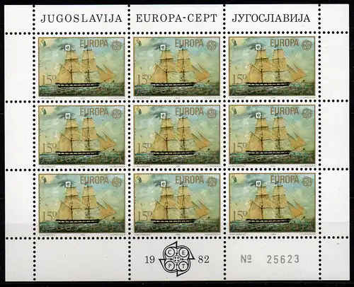 Jugoslawien, Mi-Nr. 1919 - 1920 **, Kleinbogensatz, Europa CEPT 1982
